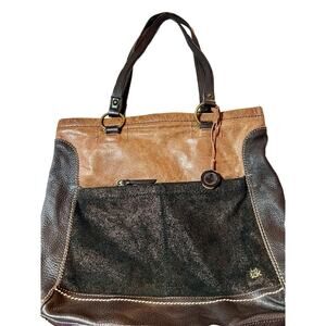 the sak large leather tote bag Distressed Black/brown,‎ Subtle Glitter